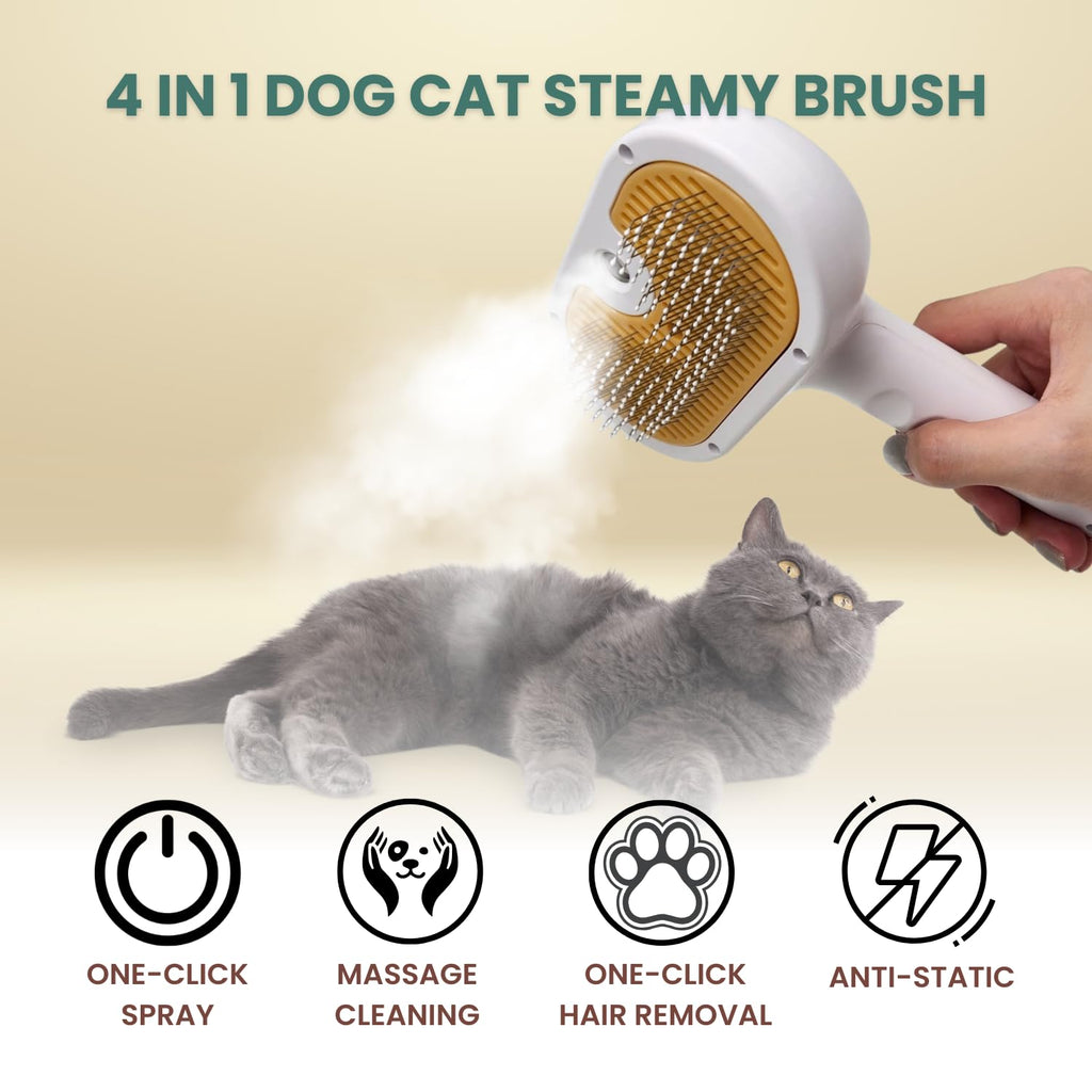 Mist Steam Grooming Brush for Dogs & Cats